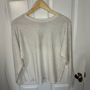 LIV Milano Knit Beaded Raglan Sleeve Womens Sweater Size Large City Chic Luxe